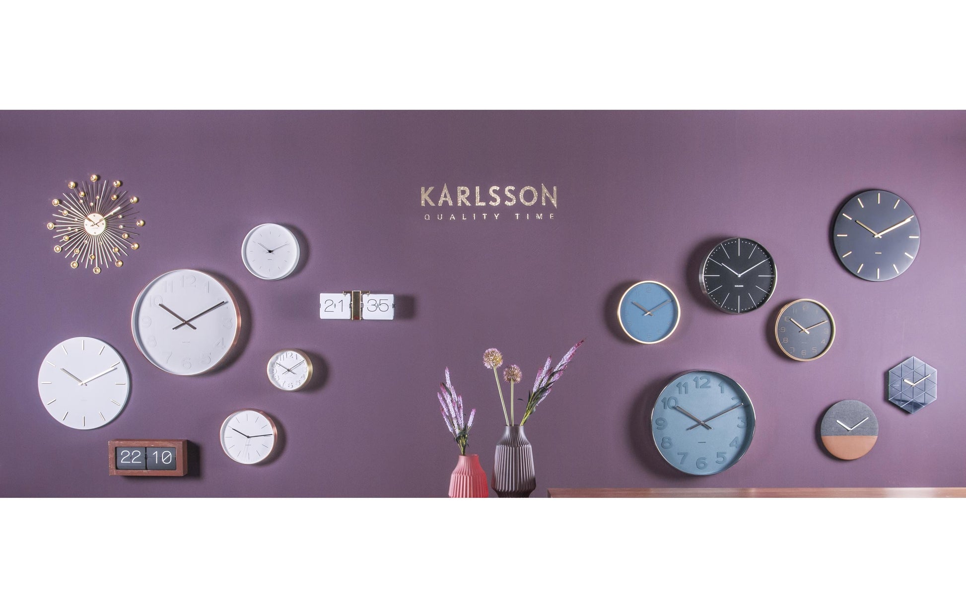 Karlsson Wanduhr Charm – Ø 45 cm, schwarz, Metall