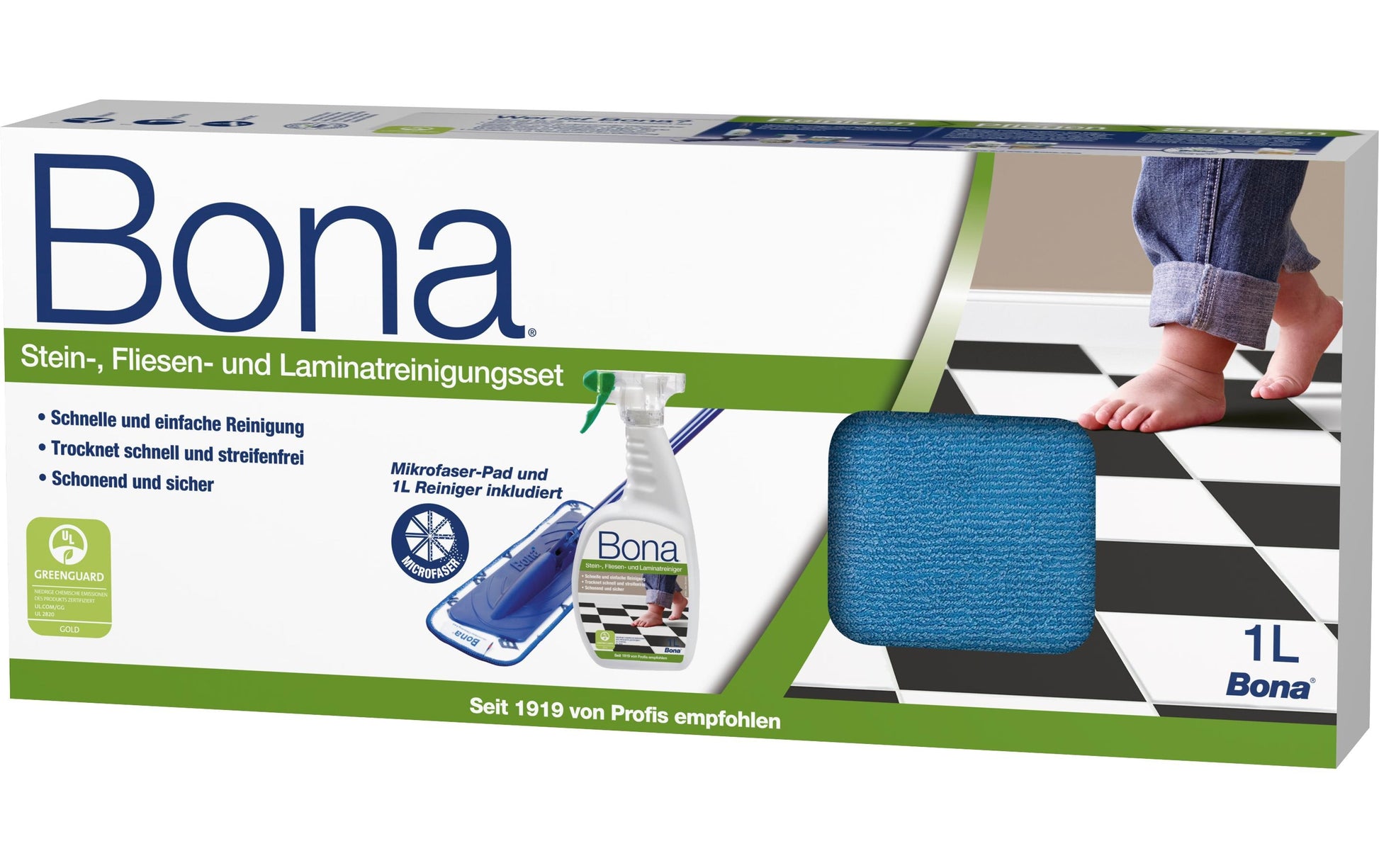 Bona Reinigungsset – Mikrofaser, Blau, für Laminat, Kacheln, Holz