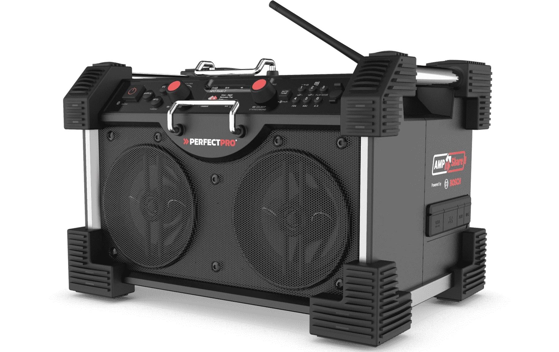 Perfectpro ROCKHART RH4-18V – Baustellenradio – DAB+, Bluetooth, IP44, Akkubetrieb – Schwarz