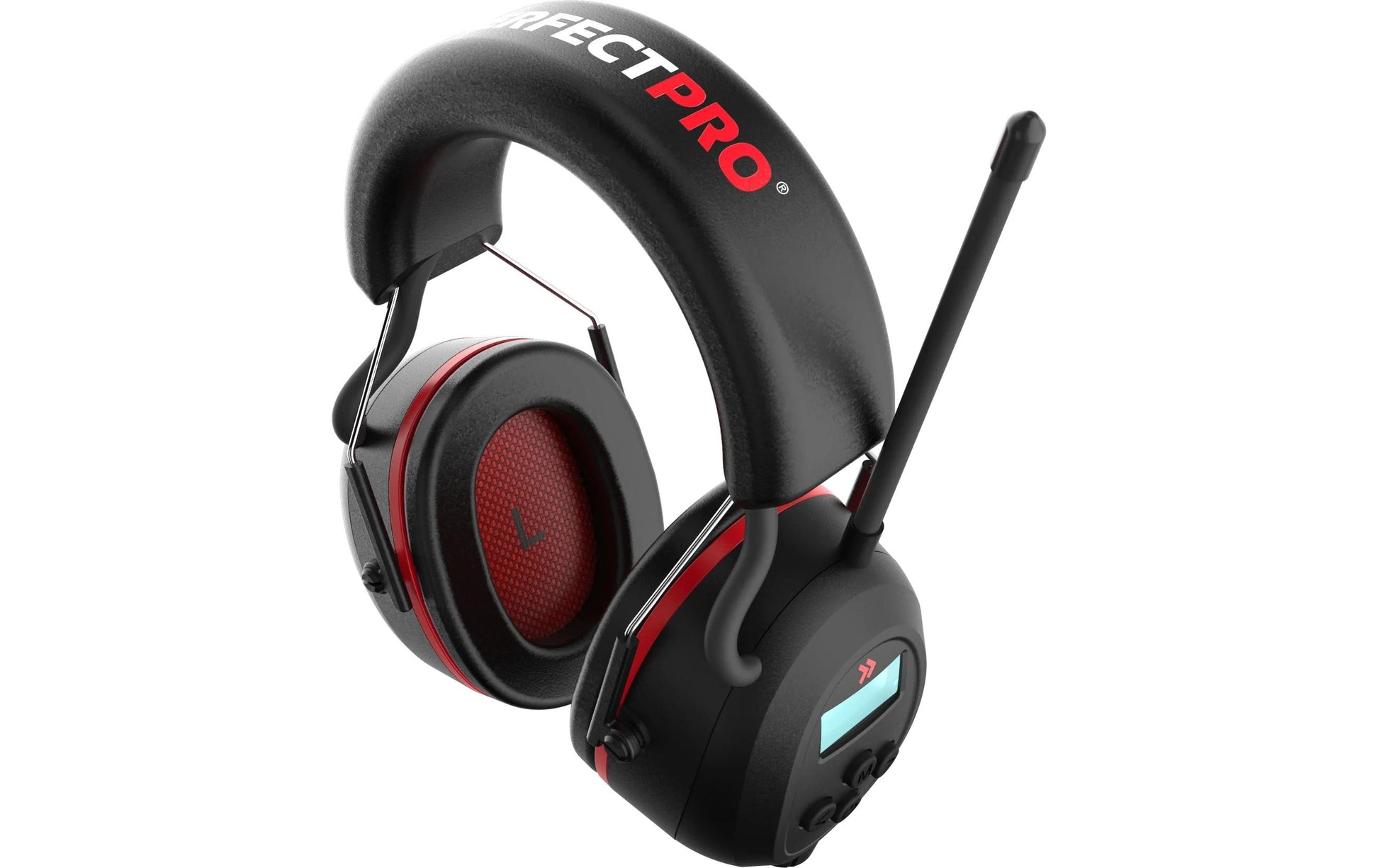 Perfectpro H-40 Elektronischer Kapselgehörschutz – Bluetooth, DAB+ – SNR 31 dB – Schwarz/Rot