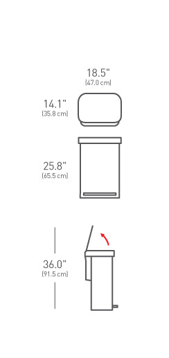 simplehuman Abfallcontainer – 55 l – mit Deckel – Edelstahl – B × H × T 470 × 655 × 358 mm