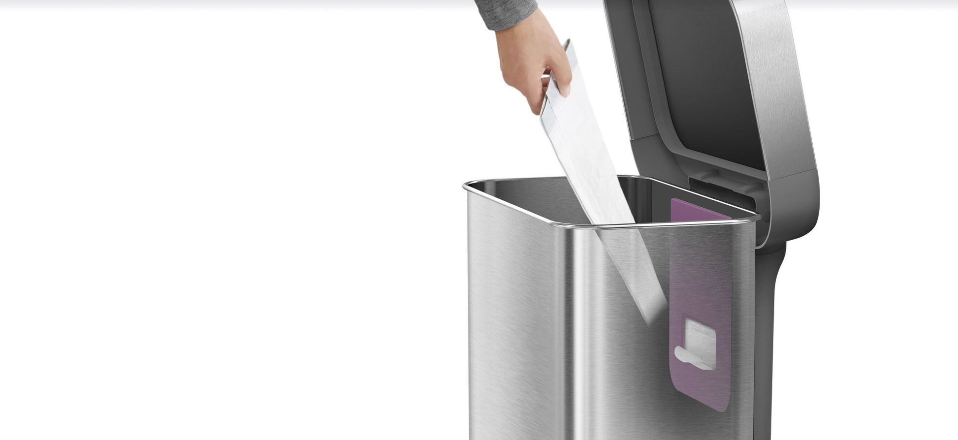 simplehuman Abfallcontainer – 55 l – mit Deckel – Edelstahl – B × H × T 470 × 655 × 358 mm