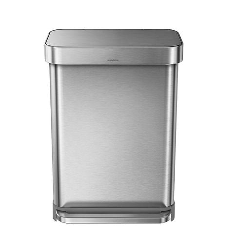 simplehuman Abfallcontainer – 55 l – mit Deckel – Edelstahl – B × H × T 470 × 655 × 358 mm