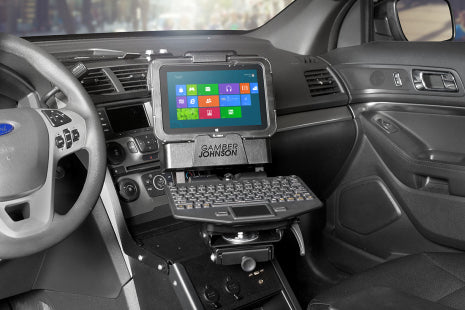 Gamber-Johnson Fahrzeug-Dock für Zebra ET50/55 10" – VESA 75×75, mit Riegel – Schwarz