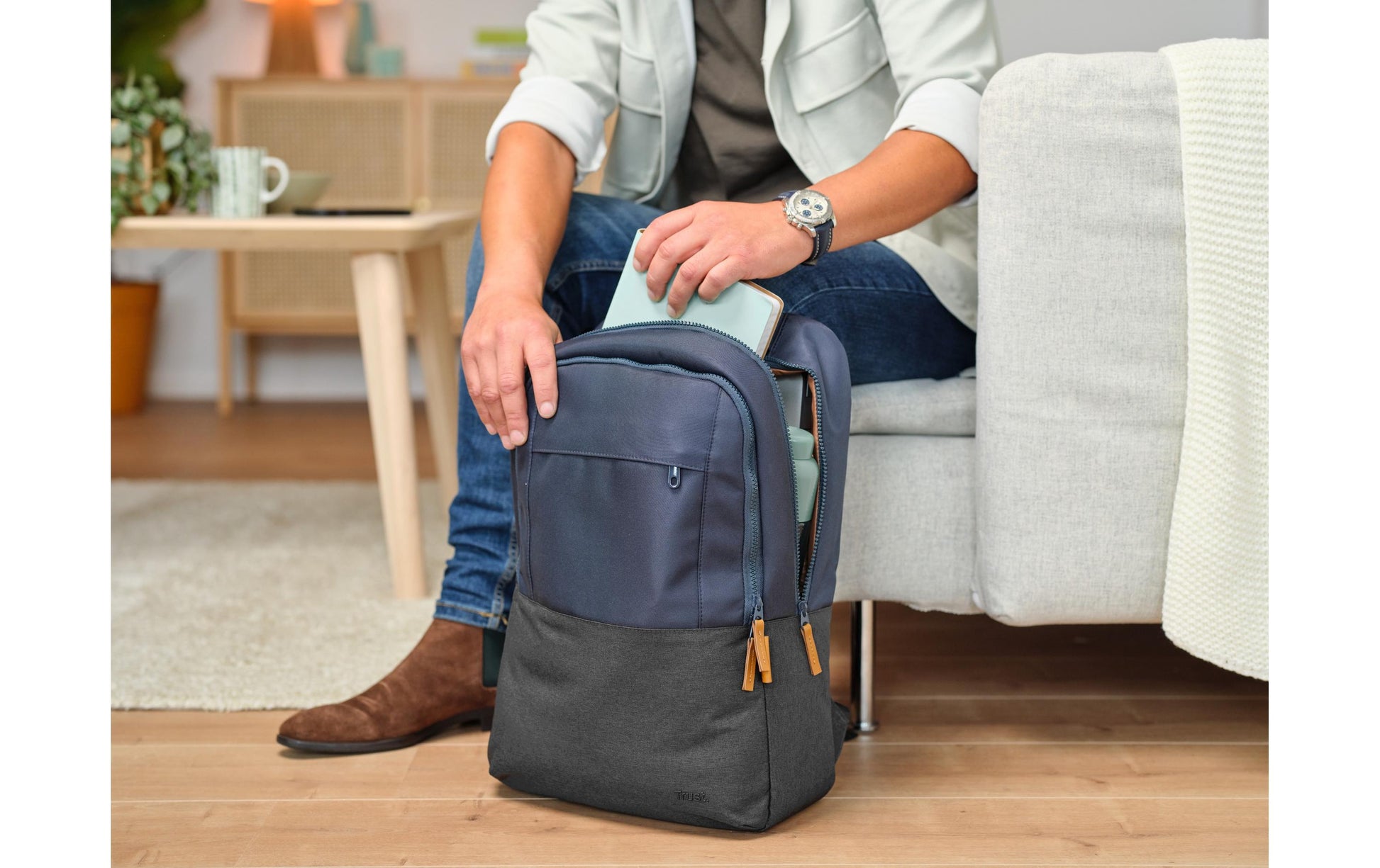 Trust Lisboa Notebook-Rucksack – für Notebooks bis 16", 23 l, recyceltes PET (rPET), blau