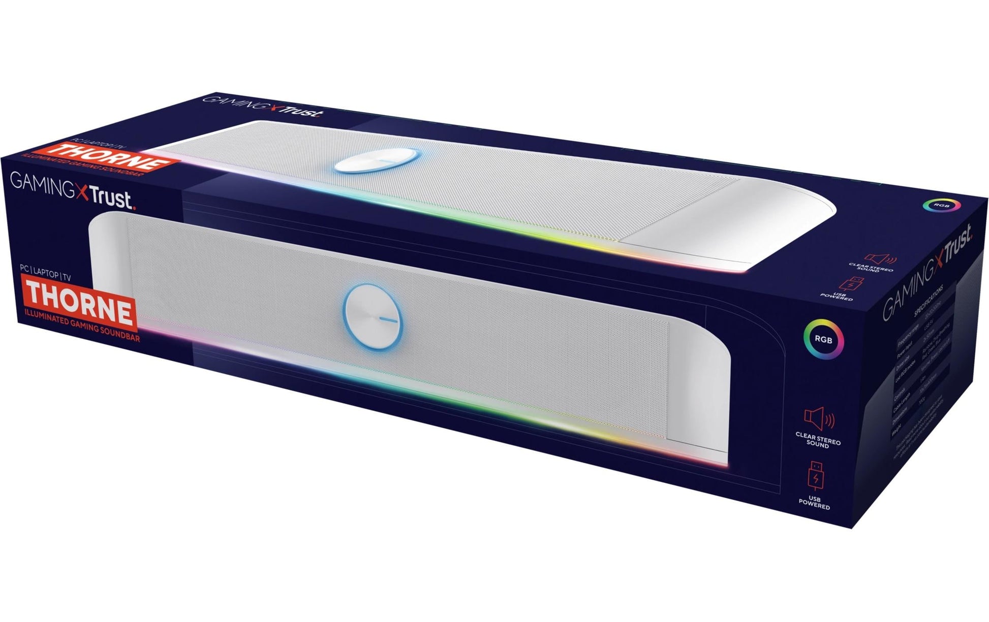 Trust GXT 619 Thorne – Soundbar – 2.0, 6 W, USB, 3,5 mm Klinke, Weiss