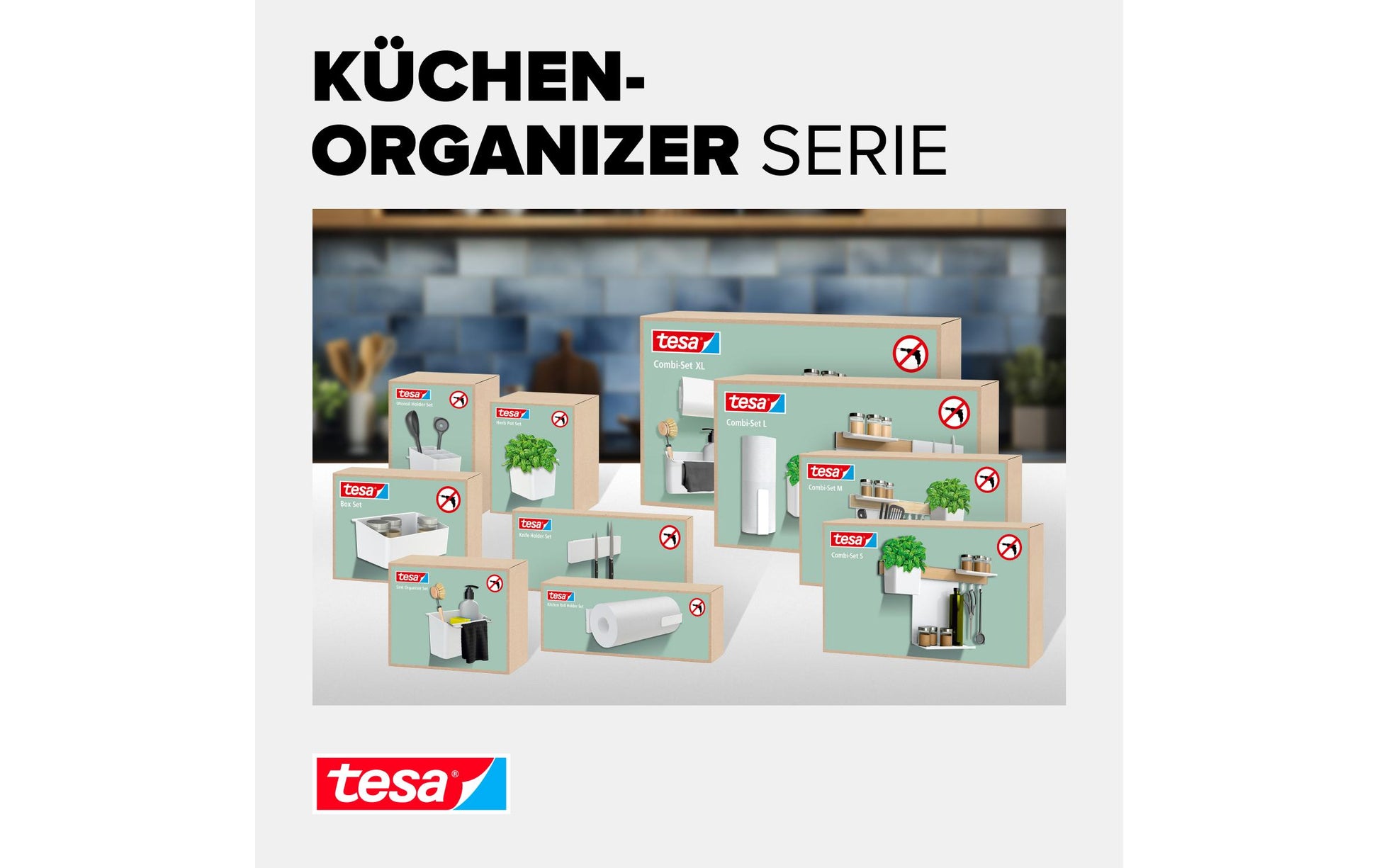 TESA Küchenrollenhalter Metall, 26,5 × 13,5 × 6 cm, silber