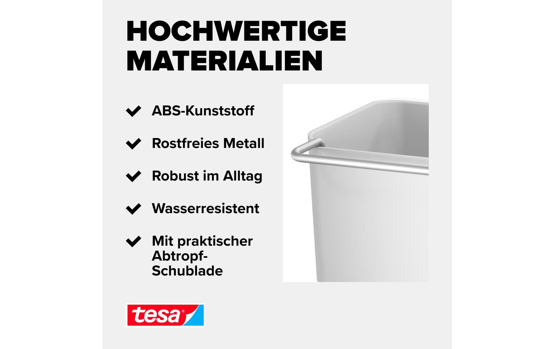 Tesa – Utensilienhalter (wandmontiert) 20,5 × 13 × 12 cm, Acrylnitril-Butadien-Styrol (ABS), weiss