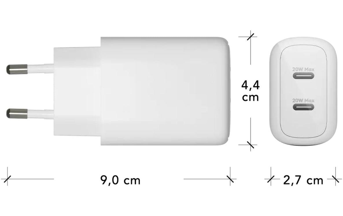 dbramante1928 Netzteil (EU) – 20 W, 2× USB-C, GaN – für universelle Geräte