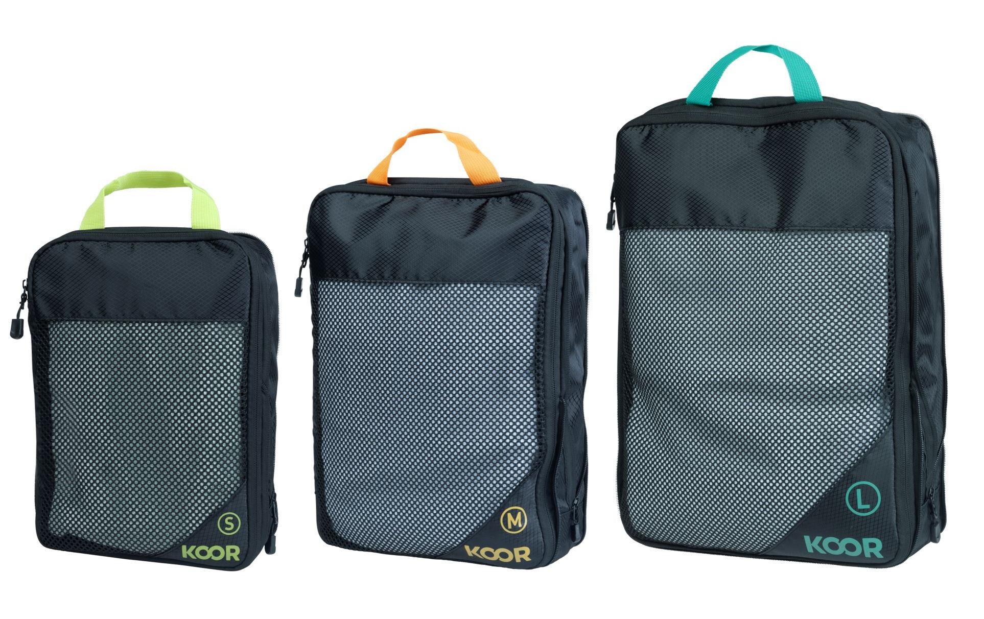 KOOR Packhilfen-Set Goora – mit Tragegriff, Reissverschluss – 30 l – Schwarz – Polyester – 4-teilig