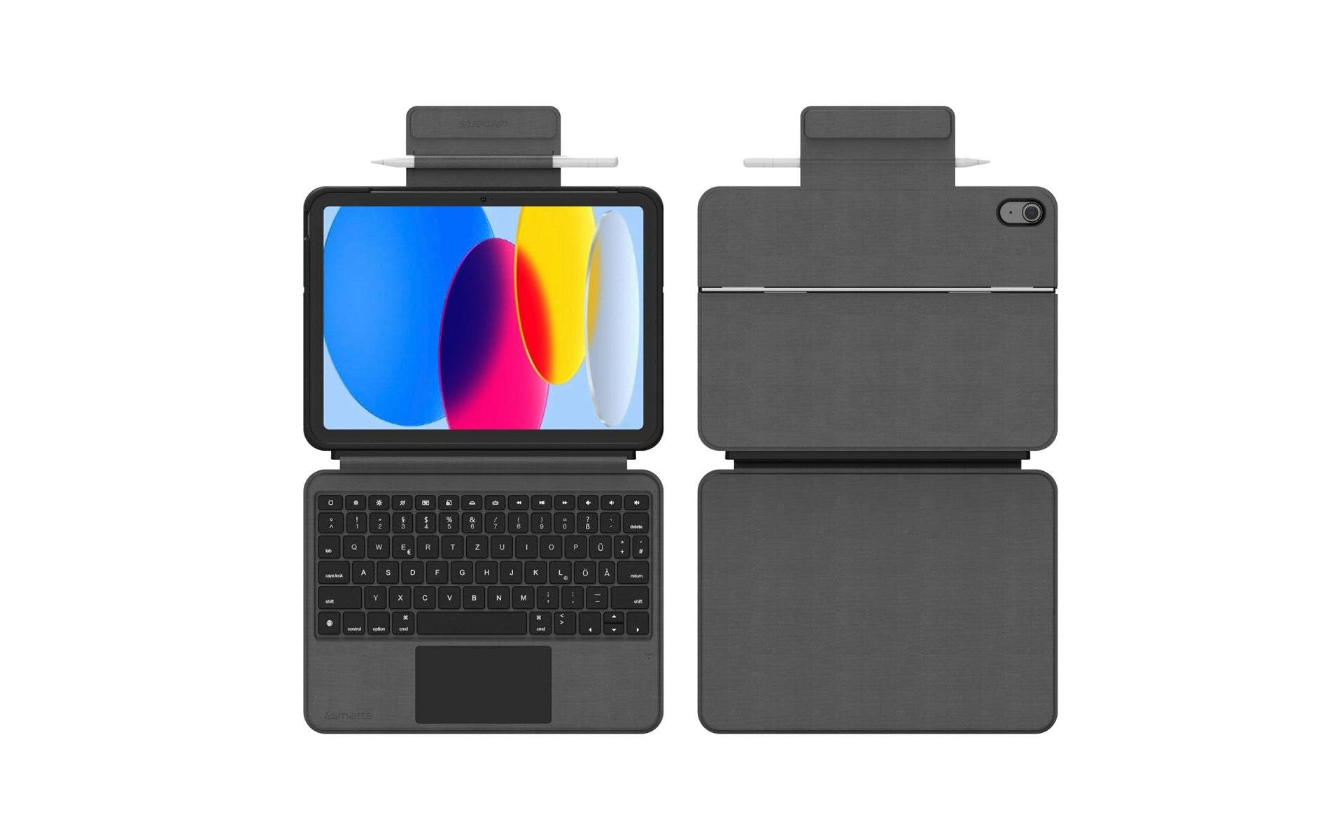 4smarts Tastatur-Case für iPad 10,9" (10. Gen.) – Smart Connector, QWERTZ (CH) – Schwarz