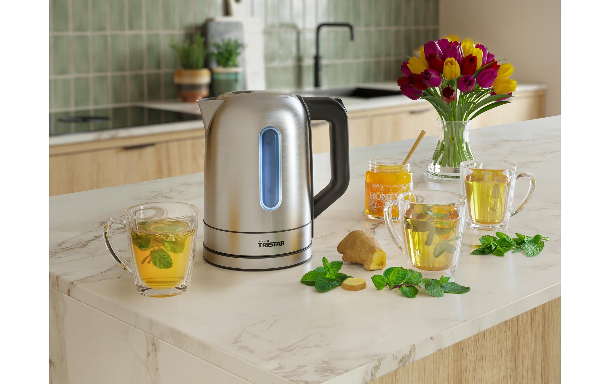 Tristar WK-1344 – Wasserkocher 1,7 l, 2200 W, Edelstahl, Silber