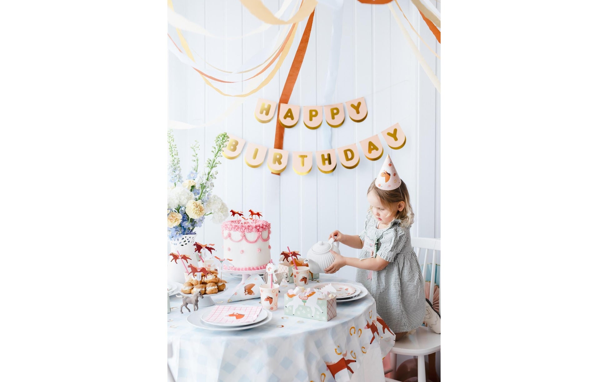 PartyDeco Servietten, Pferde-Motiv, Rosa, 33 × 33 cm – 12 Stk.