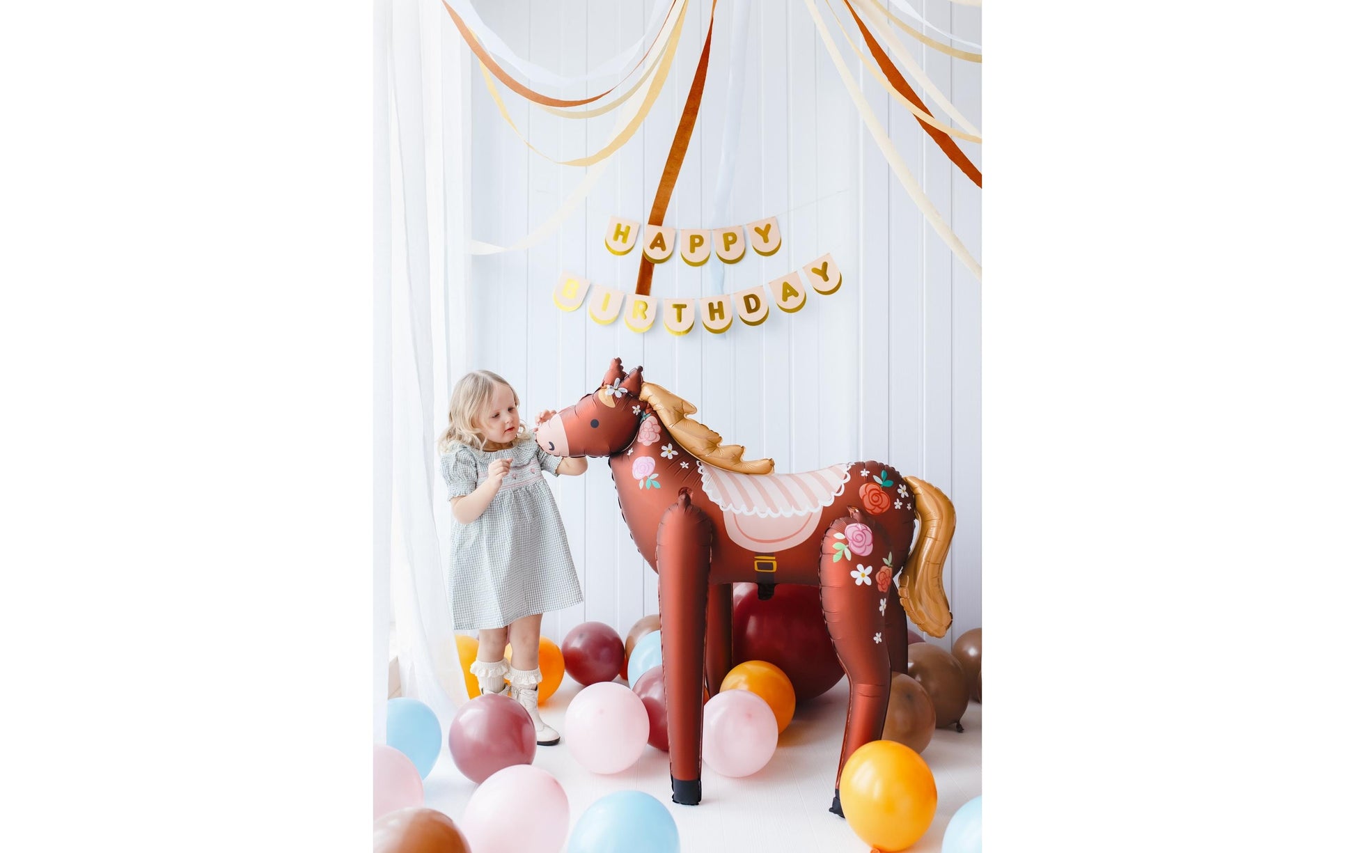 PartyDeco Folienballon Pferde – Braun – 97 × 103 cm – 1 Stk