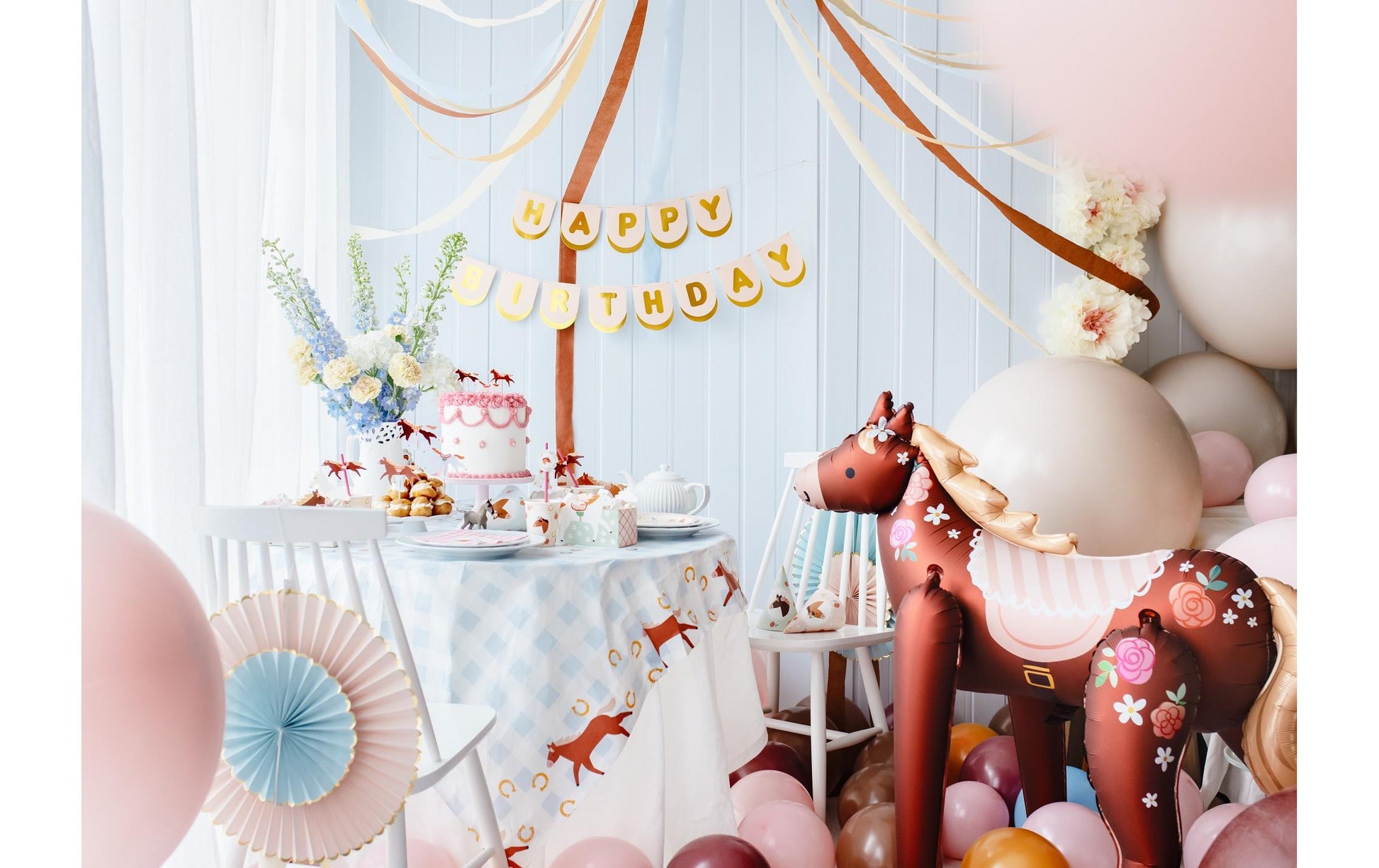 PartyDeco Folienballon Pferde – Braun – 97 × 103 cm – 1 Stk
