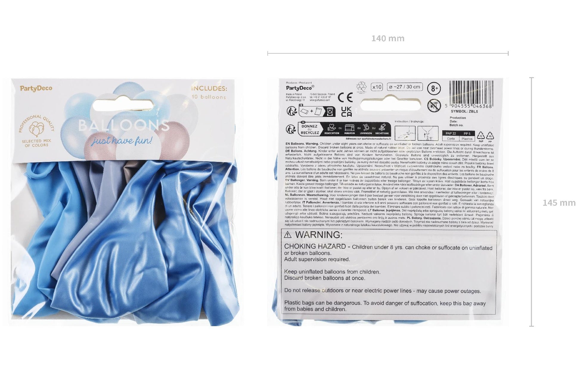PartyDeco Luftballons – mehrfarbig – Ø 30 cm – Latex – 10 Stk
