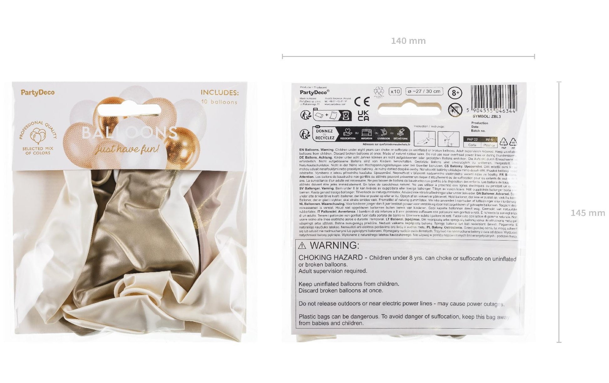 PartyDeco Luftballons – Gold – Ø 30 cm – Latex – 10 Stk