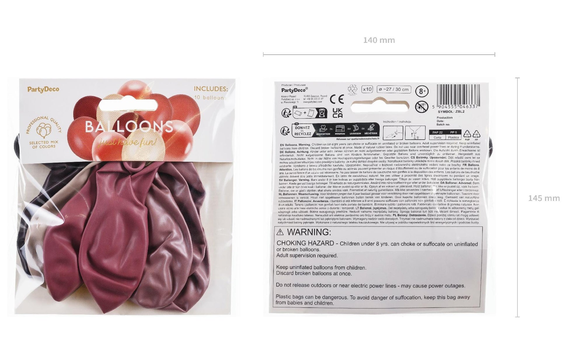 PartyDeco Luftballons – Rosa – Ø 30 cm – Latex – 10 Stk