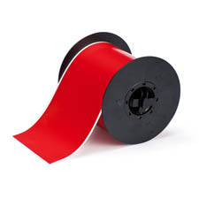 Brady Vinyl-Industrieband – rot auf weiss – 102 mm × 30,5 m, Vinyl, glänzend – für Brady BBP3x/S3xxx/i3300