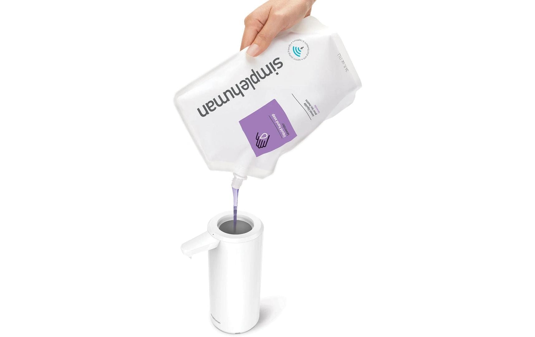 simplehuman Automatischer Seifenspender – Tisch – 266 ml, Weiss, Edelstahl