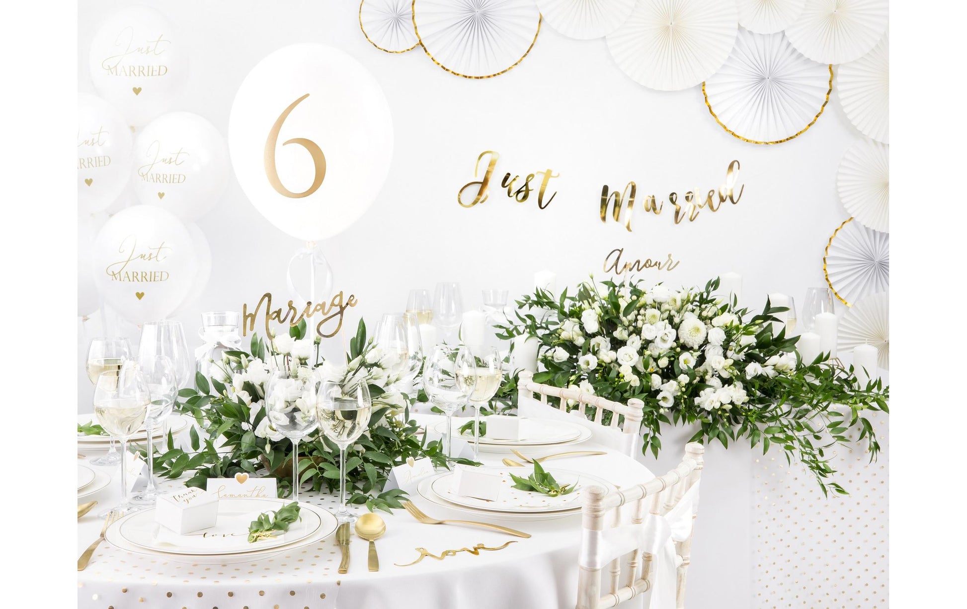 PartyDeco Tischdecke – Ø 300 cm, rund, Textil, Weiss