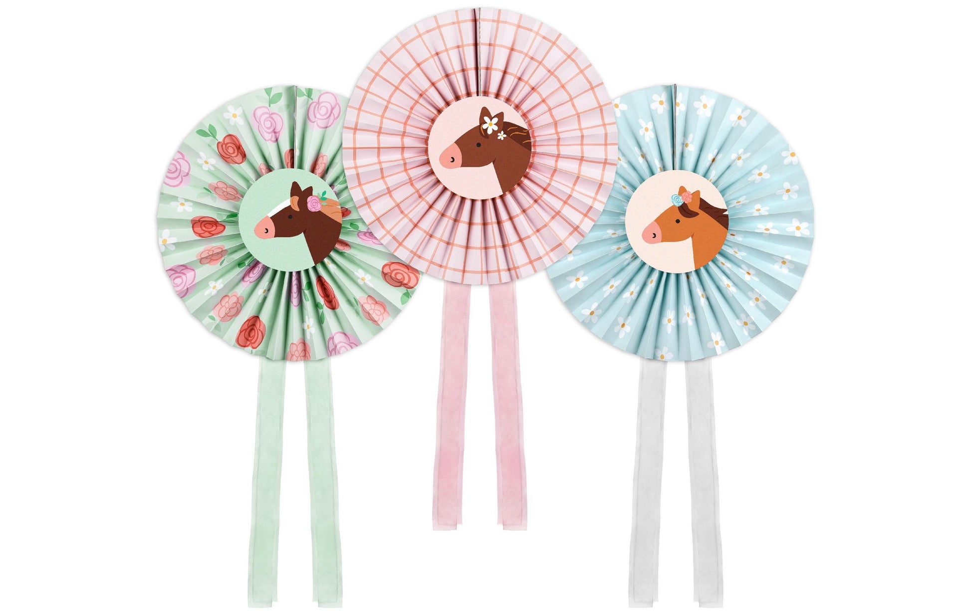 PartyDeco Dekoration Pferd – mehrfarbig – Ø 35 cm – Papier – 3 Stk