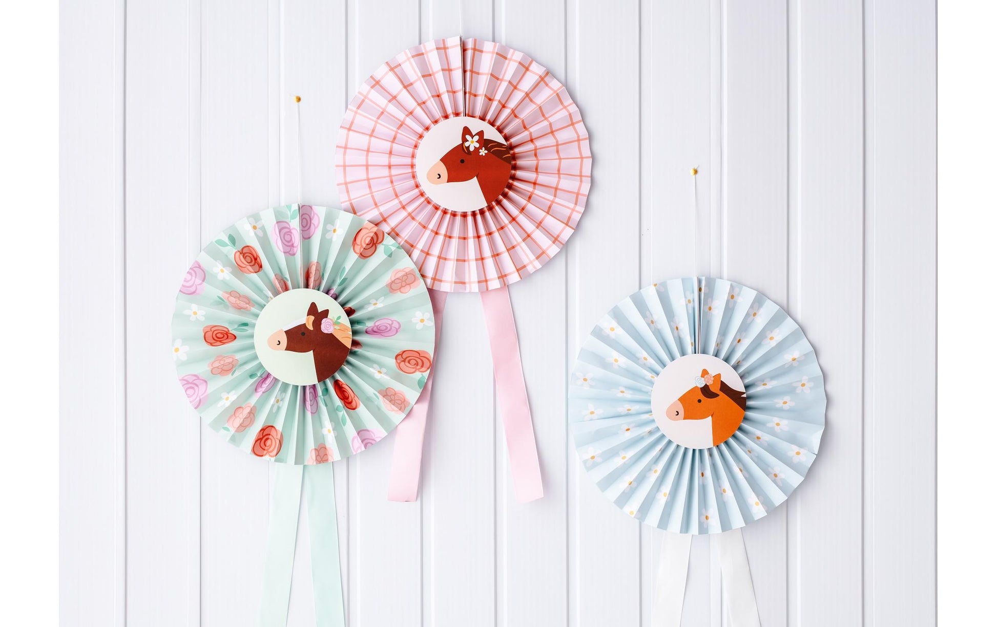 PartyDeco Dekoration Pferd – mehrfarbig – Ø 35 cm – Papier – 3 Stk