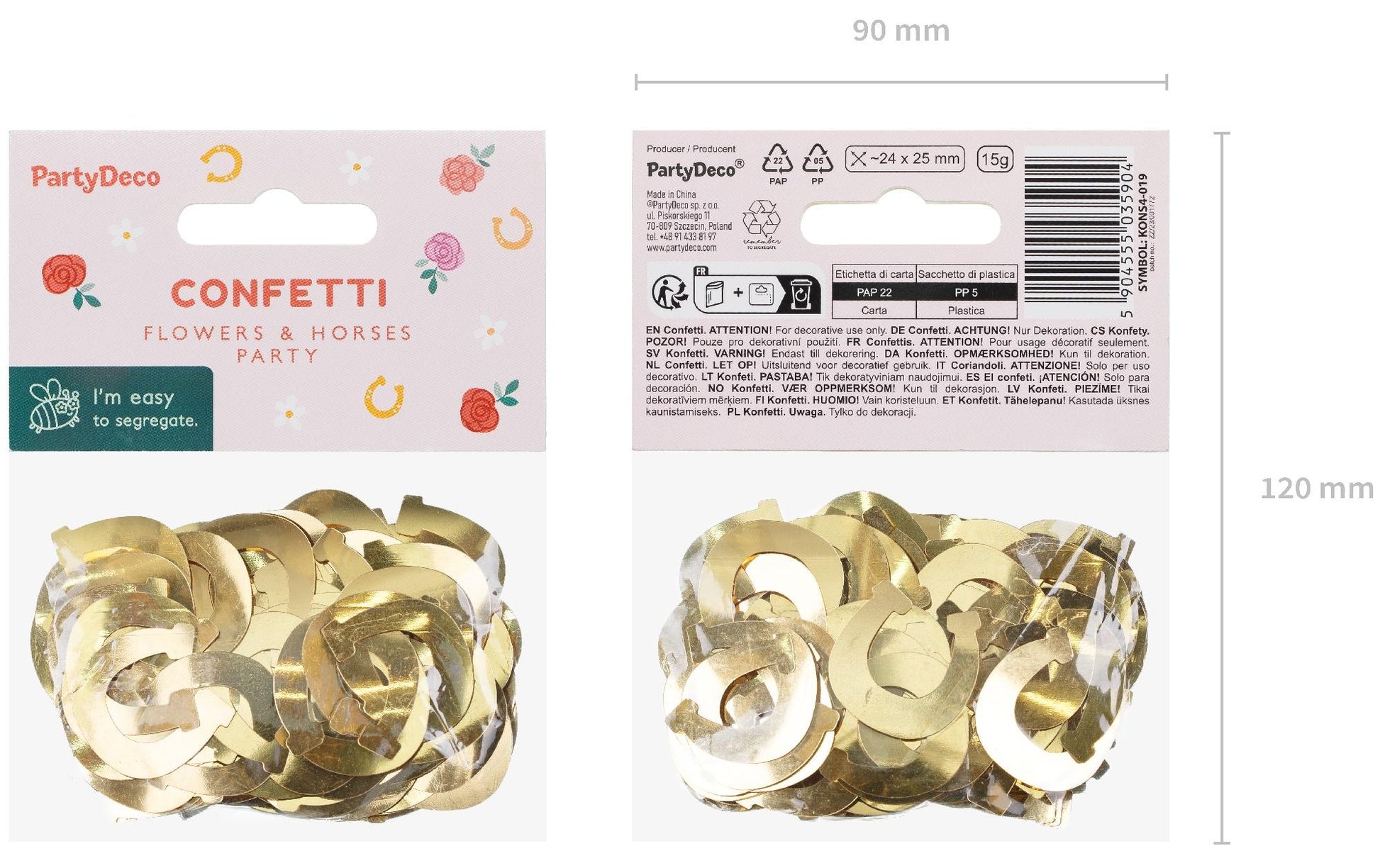 PartyDeco Partykannonen Hufeisen – Gold – 15 g – Folie