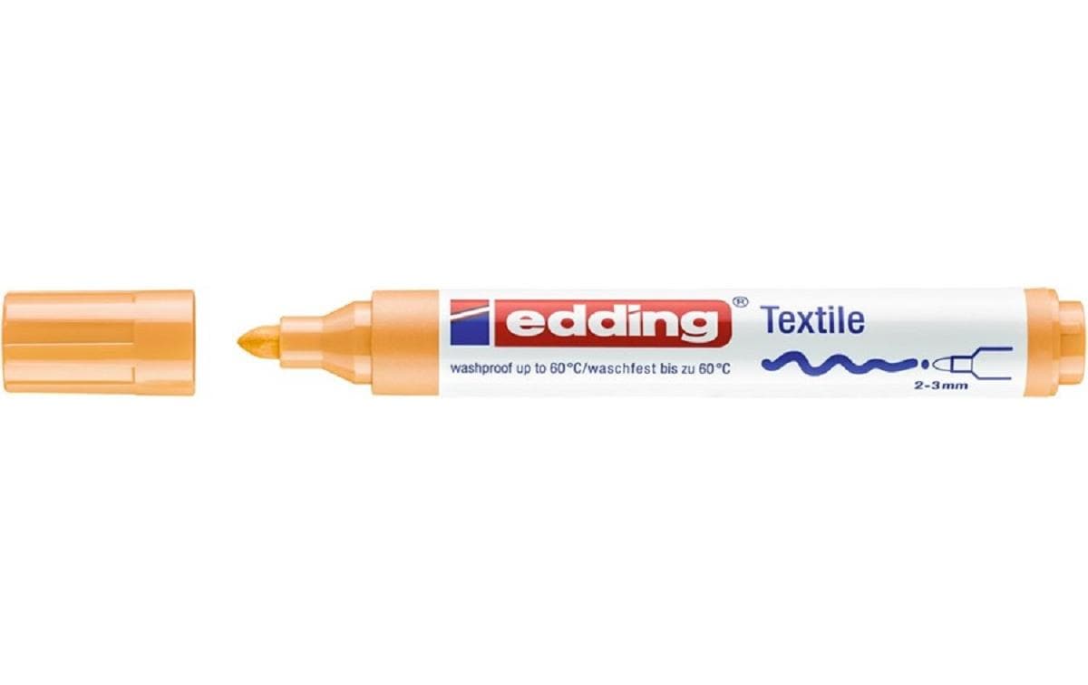 Edding 4500 Textilmarker – Rundspitze, 2–3 mm, wasserbasiert, hellorange, waschbeständig bis 60 °C, für Stoff
