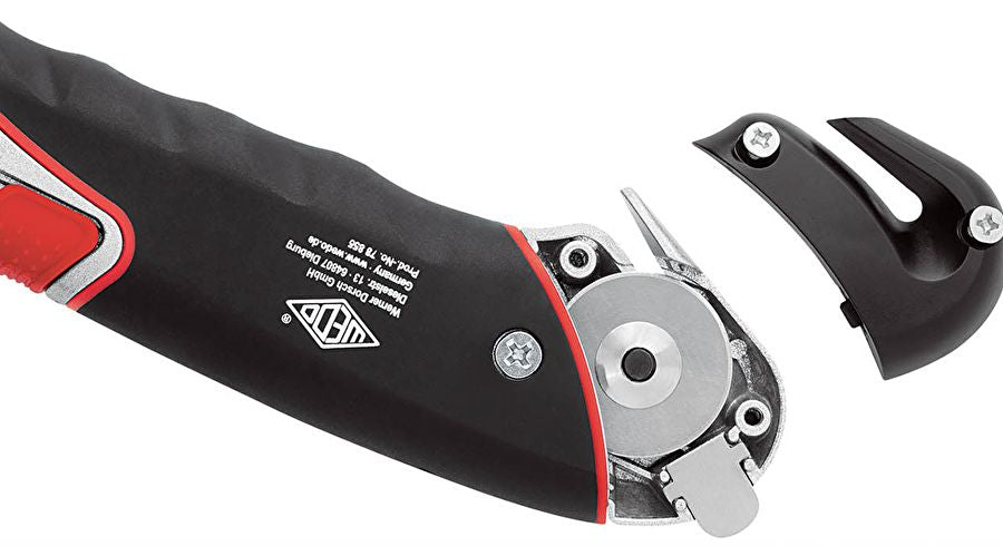 Wedo SUPER – Sicherheitsmesser mit 23 mm Trapezklinge, TÜV/GS, Keramikklinge, Rot/Schwarz