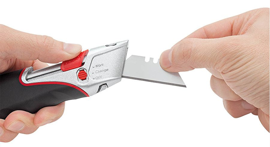 Wedo SUPER – Sicherheitsmesser mit 23 mm Trapezklinge, TÜV/GS, Keramikklinge, Rot/Schwarz