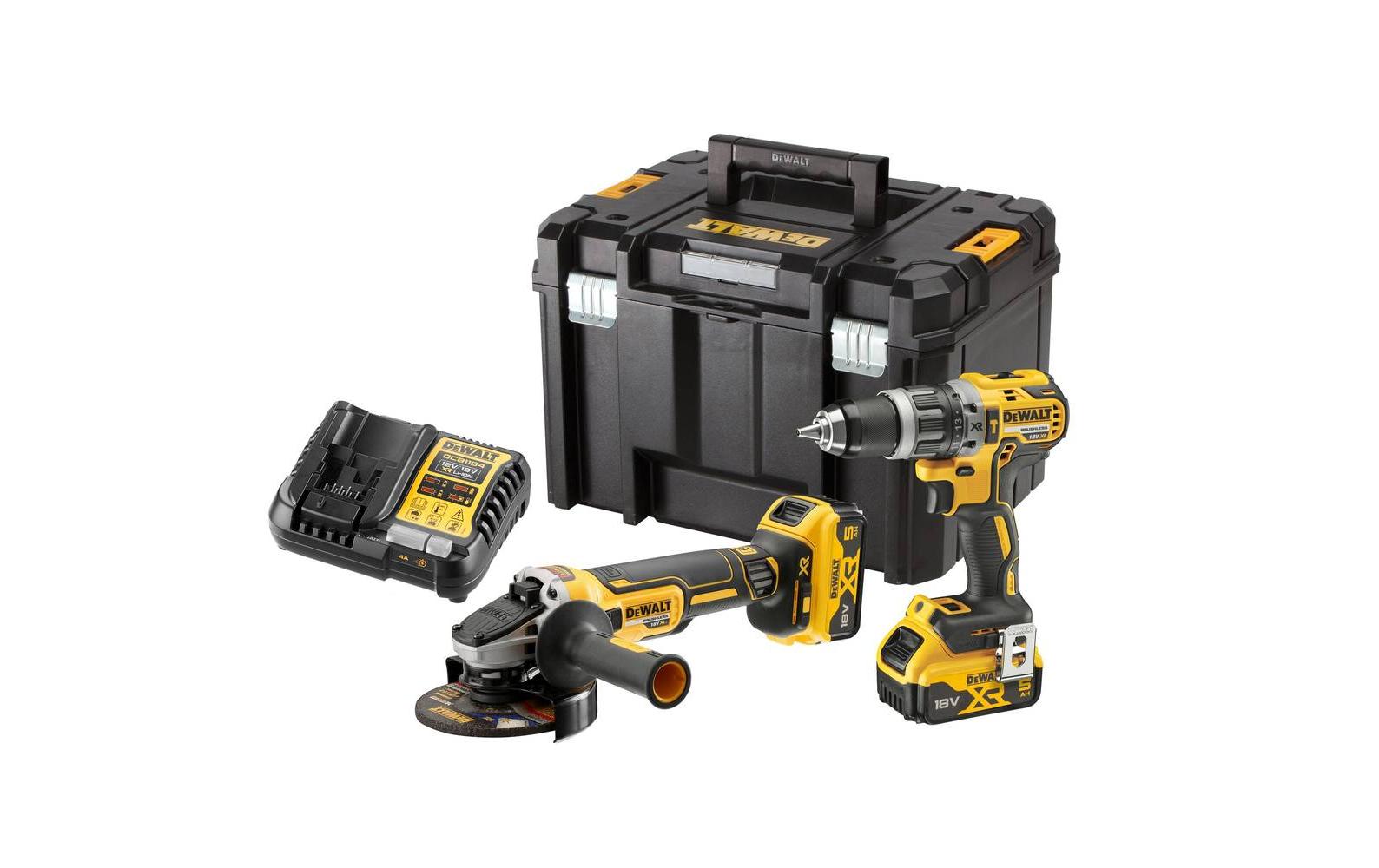 DeWalt Winkelschleifer – 54 V (FlexVolt) – Schnellspannbohrfutter – 2×2,0 Ah & Ladegerät