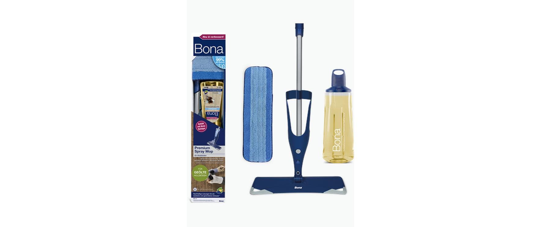 Bona Premium Spray Mop – Sprühwischer – Wischbreite 10,4 cm, Sprühfunktion, Blau