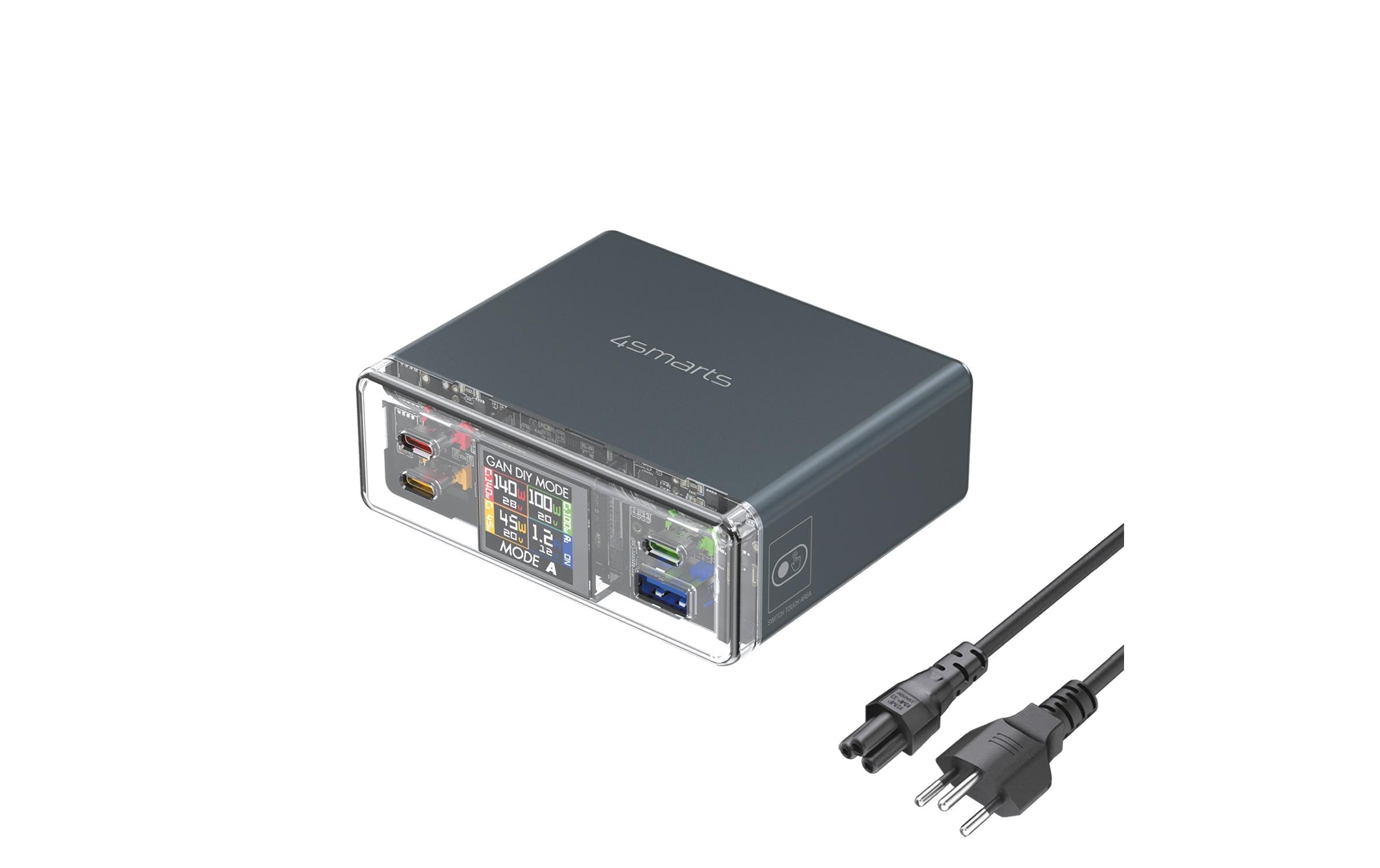 4smarts Lucid DIY MODE Ladegerät (CH) – 300 W, GaN – für Laptop, Smartphone, Tablet