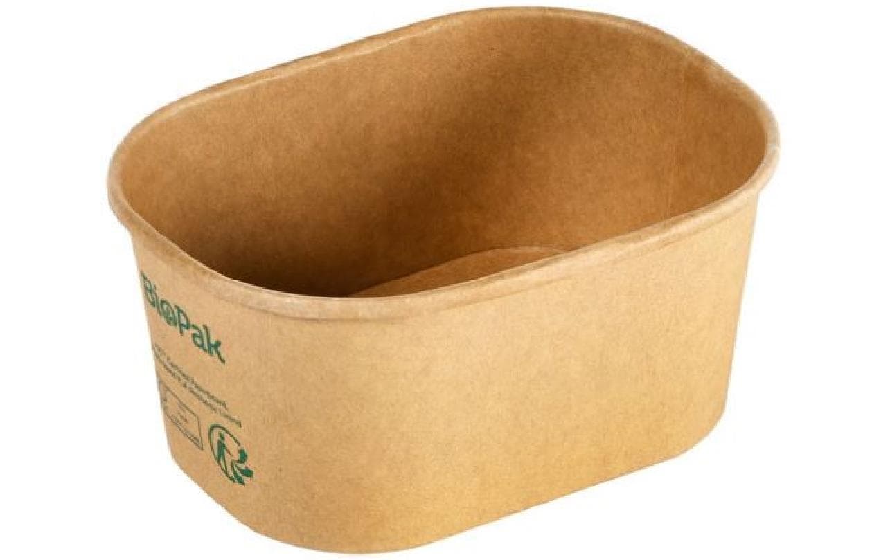 BioPak Take-away-Box, Papier/Karton (PLA-beschichtet) – 250 ml – 108 × 80 × 50 mm – braun – FSC – 60 Stk.