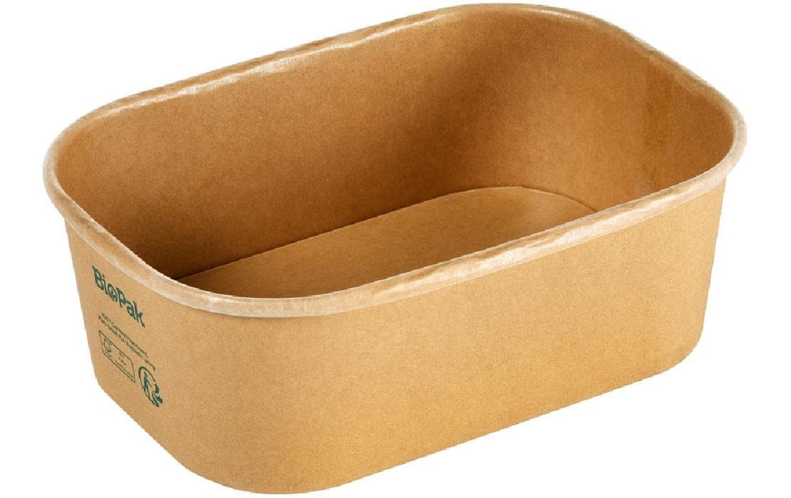 BioPak Take-away-Box, Papier/Karton, PLA-beschichtet – 750 ml 120 × 171 × 57 mm – braun – FSC – 50 Stk.