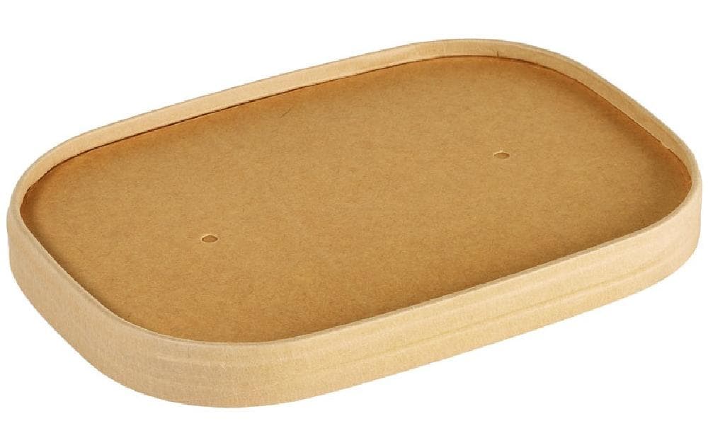 BioPak Deckel für 500 ml, Papier, PLA-beschichtet, braun – 117 × 170 × 17 mm – FSC – 25 Stk.