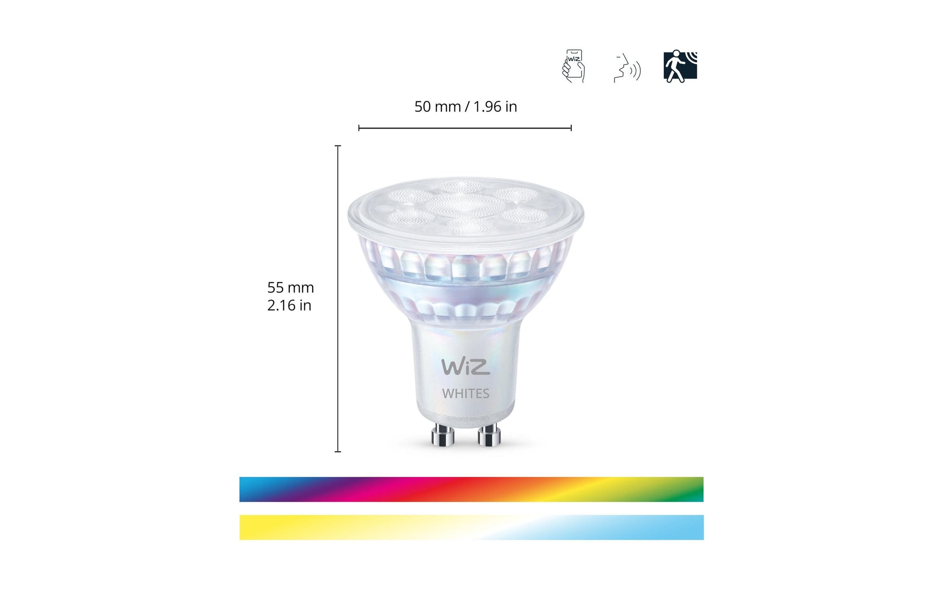 WiZ Weiss & Farbe LED-Reflektor PAR16 GU10 2er-Pack – 4,7 W dimmbar, 2200–6500 K, für WiZ, WLAN und Bluetooth