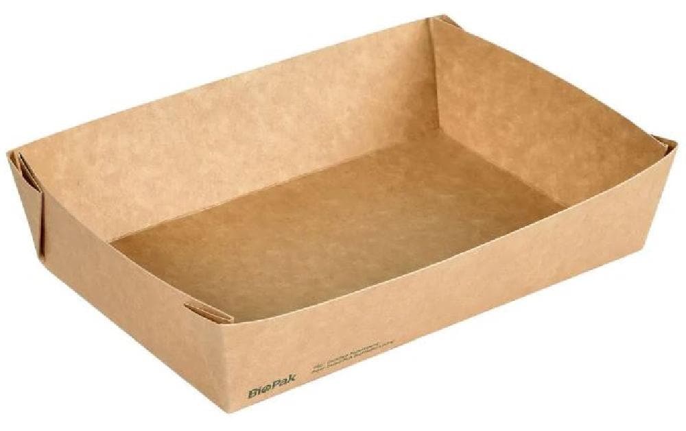 BioPak Take-away-Box, Papier/Karton, PLA-beschichtet – 1,1 l, 200 × 140 × 45 mm, braun – FSC – 300 Stk.