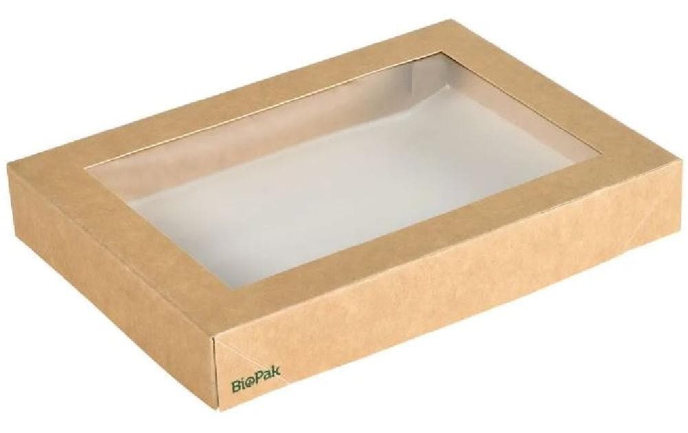 BioPak Deckel für 1'100 ml, Papier/Karton, PLA-beschichtet – 200 × 140 × 30 mm – FSC – 300 Stk.
