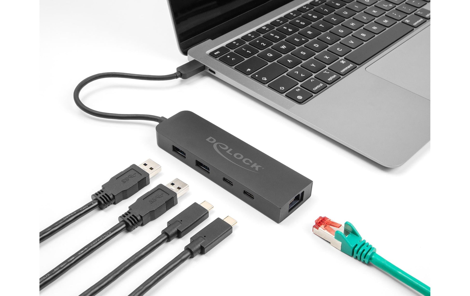 DeLOCK USB-Hub – USB-C, 2× USB-A, 85 W PD, 2,5GbE, für Windows/Mac/Linux