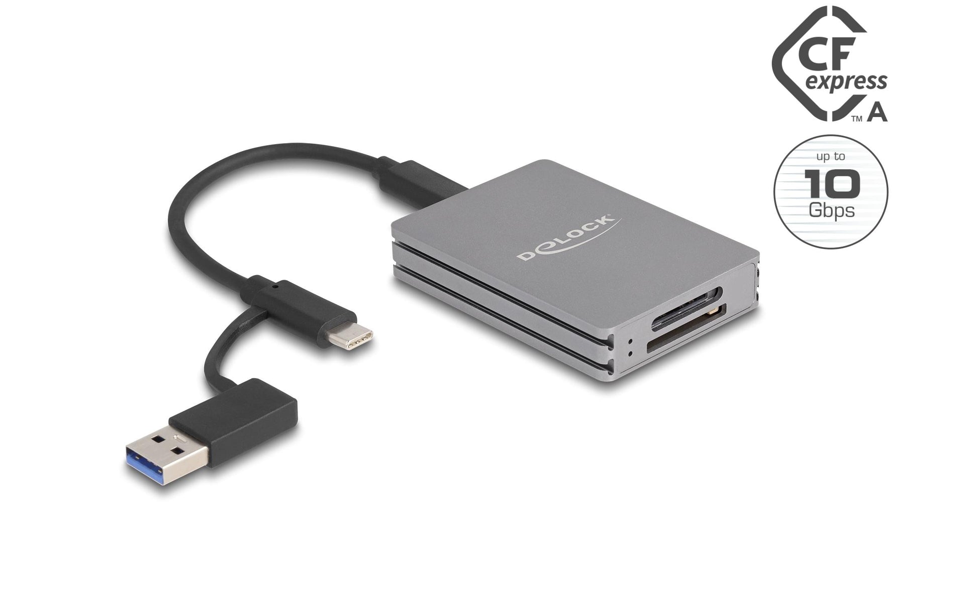 DeLOCK Kartenleser – CFexpress Typ A, SD/SDHC/SDXC (UHS-II) – USB-C 3.2 Gen 2 – 10 Gbit/s