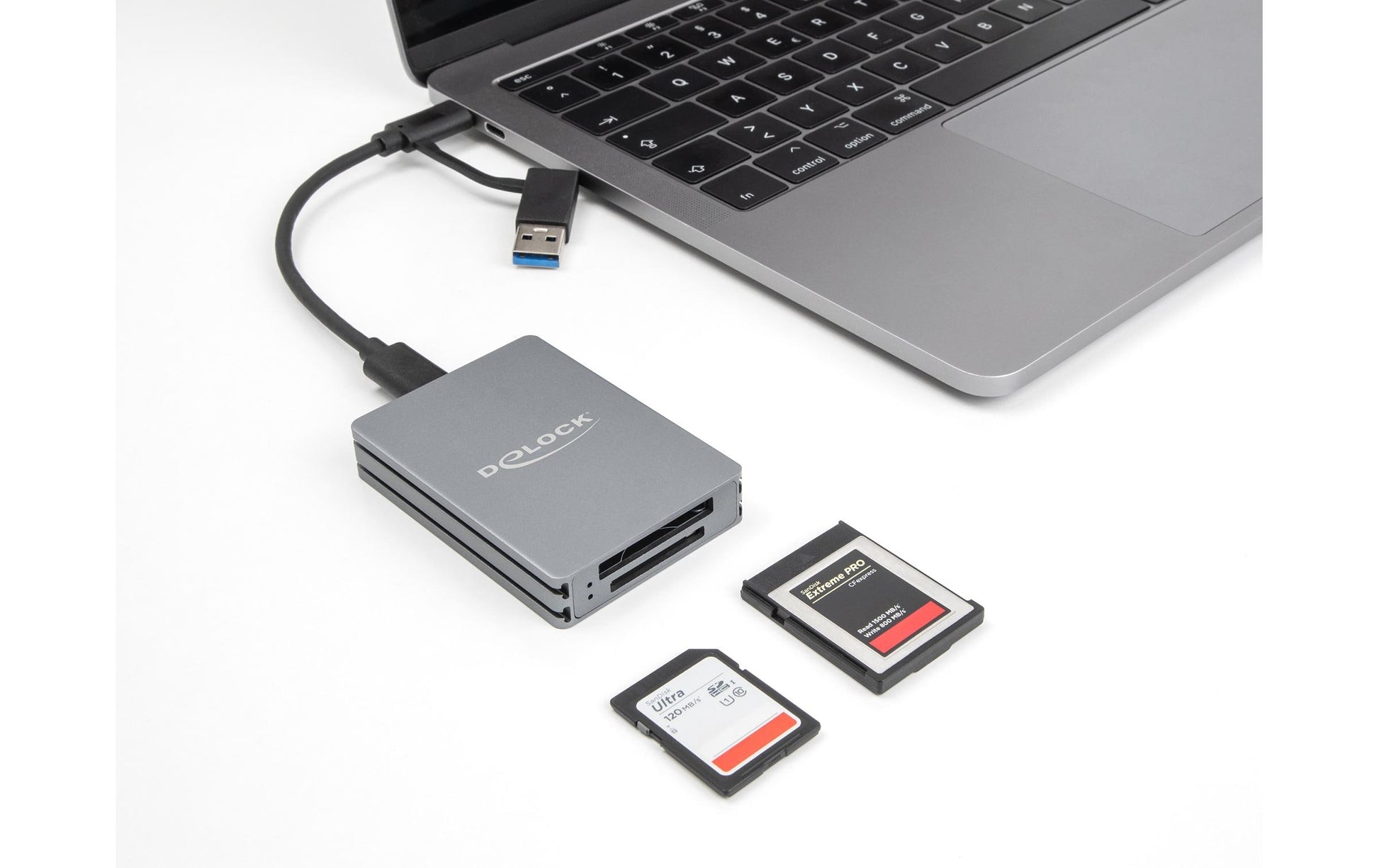 DeLOCK USB-Kartenleser USB-C – CFexpress Typ B, SD/SDHC/SDXC – USB 3.2 Gen 2 (10 Gbit/s) – LED-Anzeigen