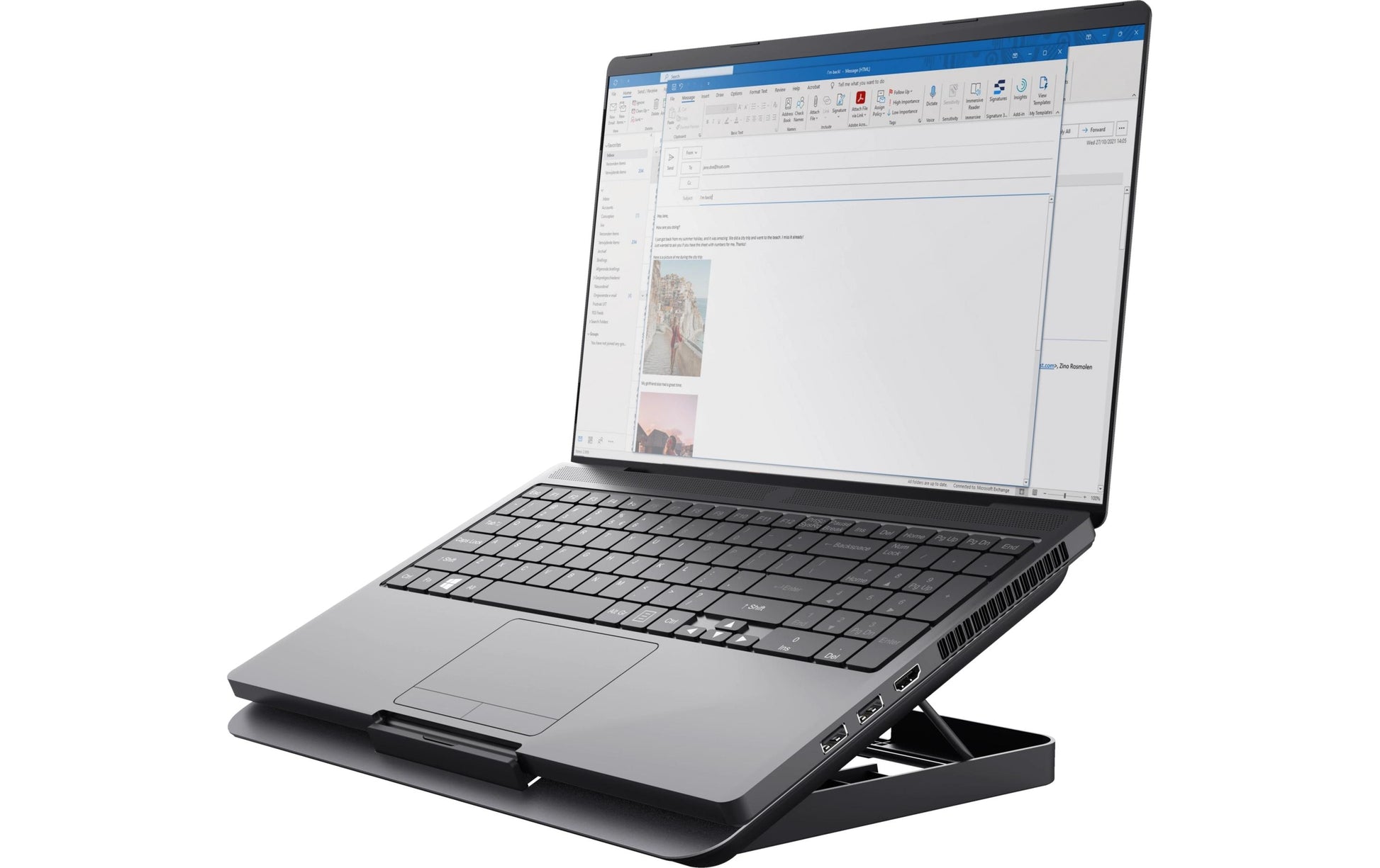 Trust Laptop-Ständer – für Notebooks bis 16" – höhenverstellbar, 1 Lüfter (180 mm, 35 dB) – Grau