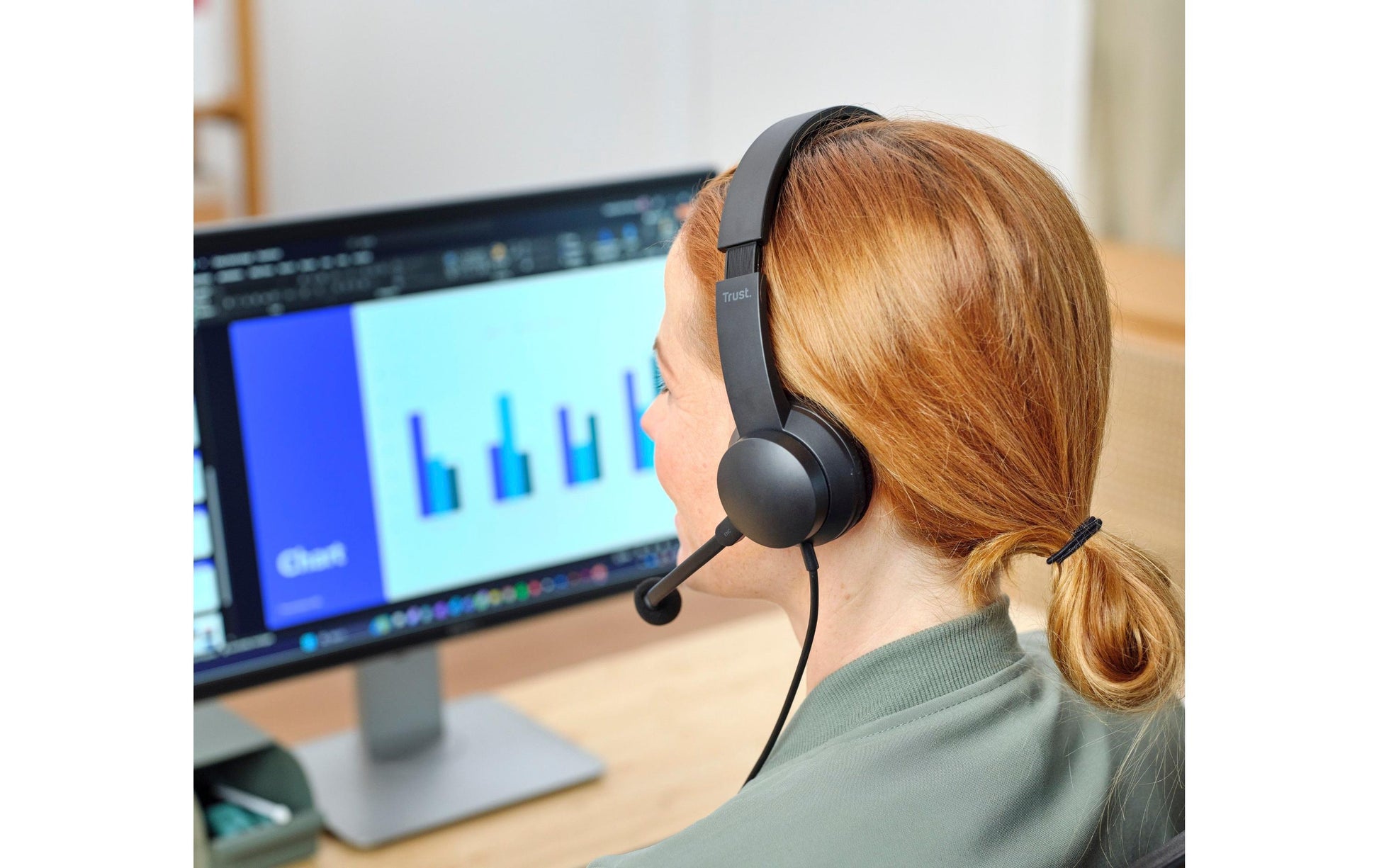 Trust HS-260 USB-ENC Office-Headset – On-Ear, Stereo, Kabel (USB-A), Schwarz