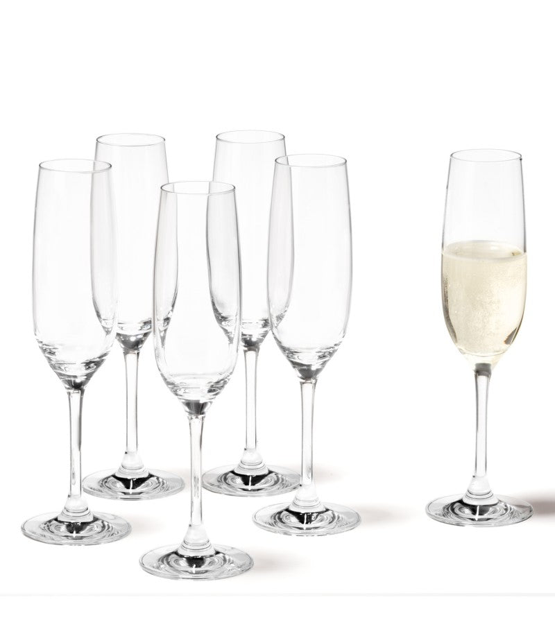 LEONARDO Ciao Sektglas – 0,19 l, Kristallglas, Transparent, spülmaschinenfest, bruchfest, 6 Stück