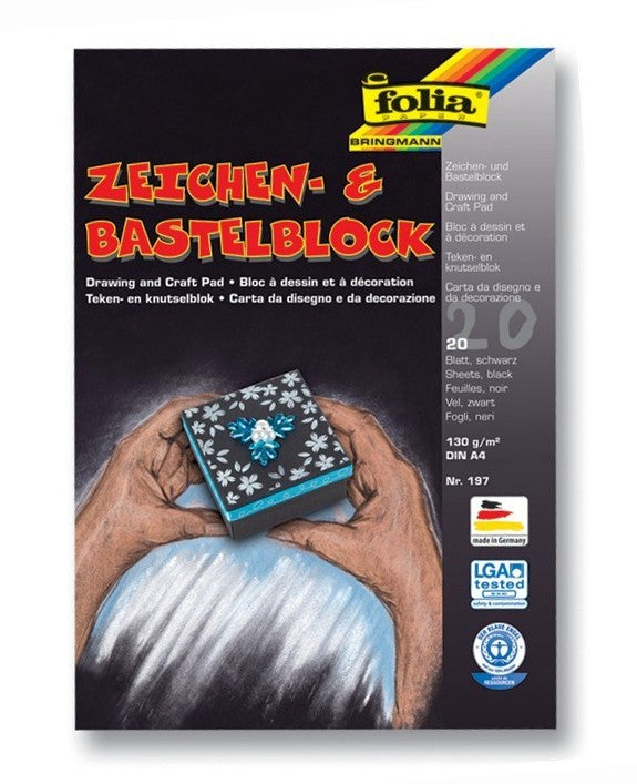 Folia Zeichenpapier, Papier, 21 × 29,7 cm, Schwarz, 20 Blatt