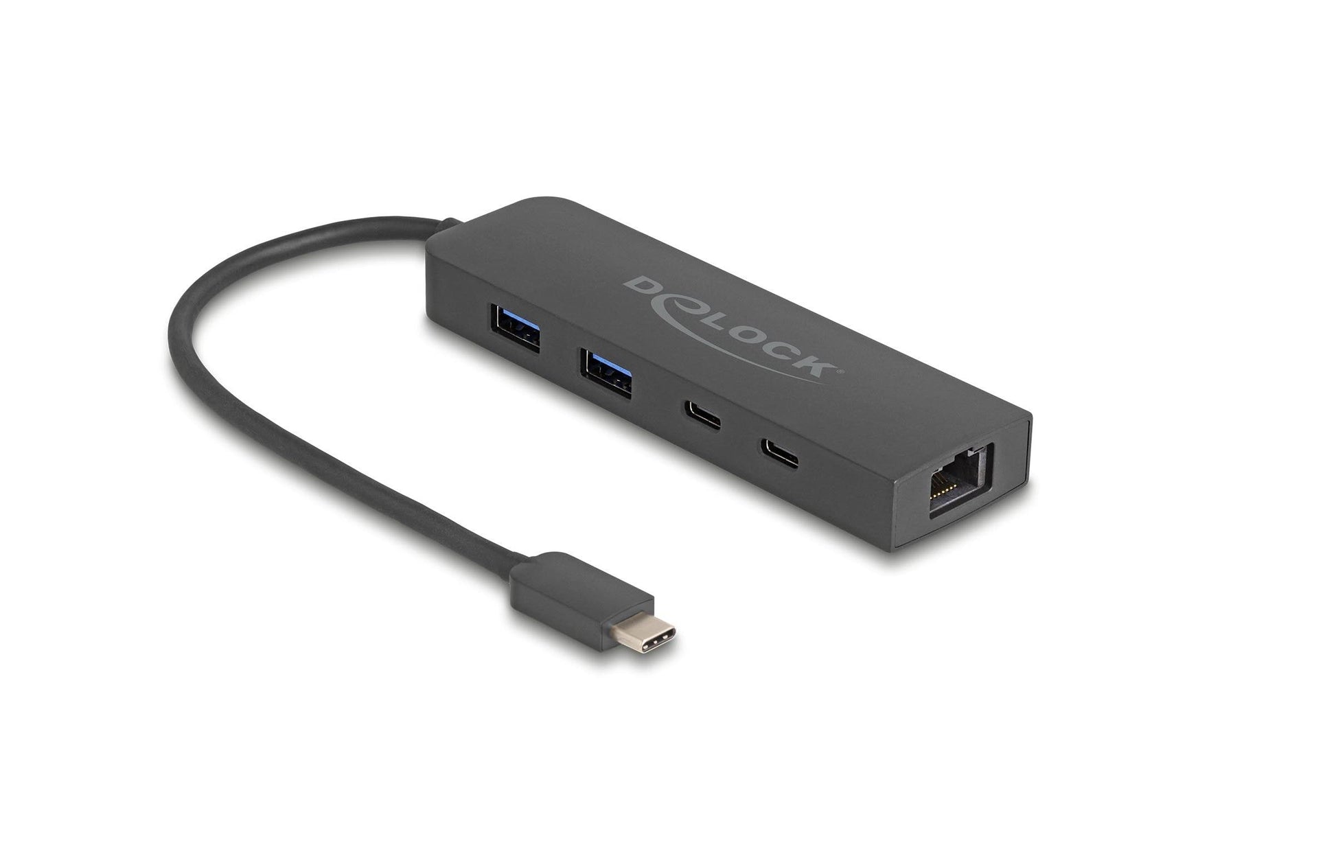 DeLOCK USB-Hub – USB-C, 2× USB-A, 85 W PD, 2,5GbE, für Windows/Mac/Linux