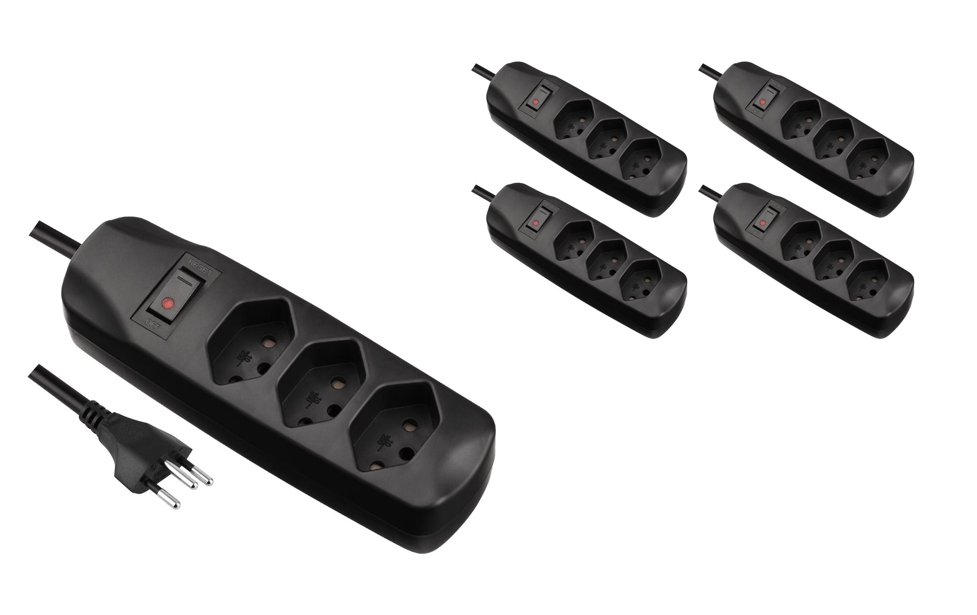 FURBER.power Steckdosenleiste – 3× T13, 1,5 m, mit Schalter, Kinderschutz, schwarz