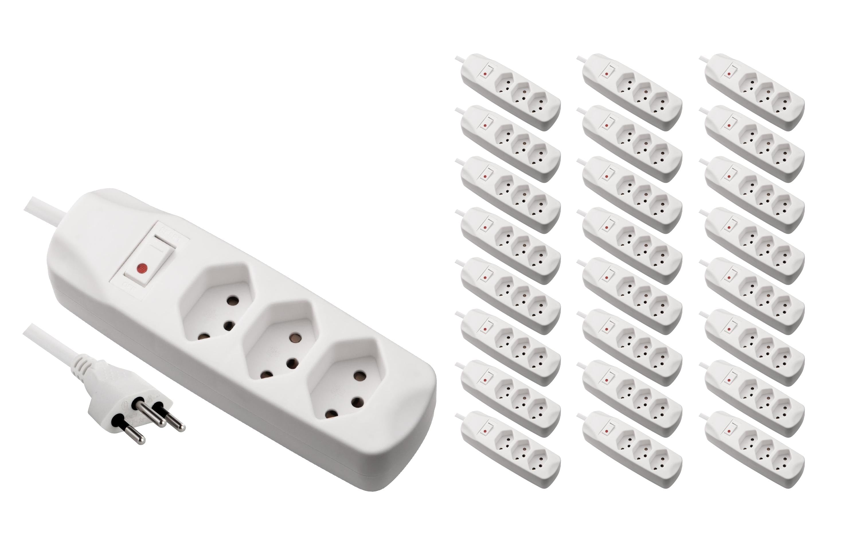 FURBER.power Standard Steckdosenleiste, 3×T13, mit Schalter, 1,5 m, Eingang T12 – weiss